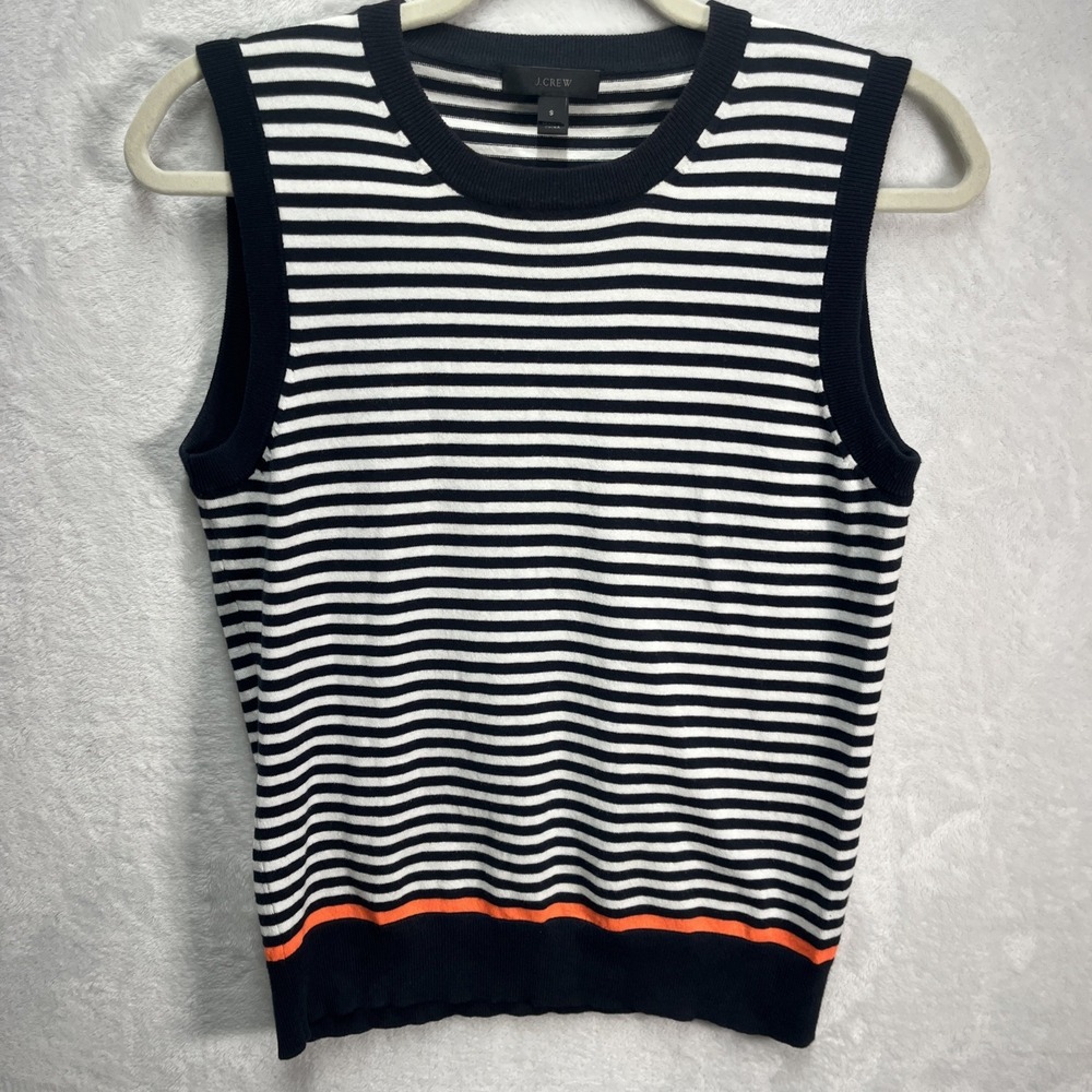 J Crew Sleeveless Tank Women's Small Striped Basic Minimal Staple Coastal Summer